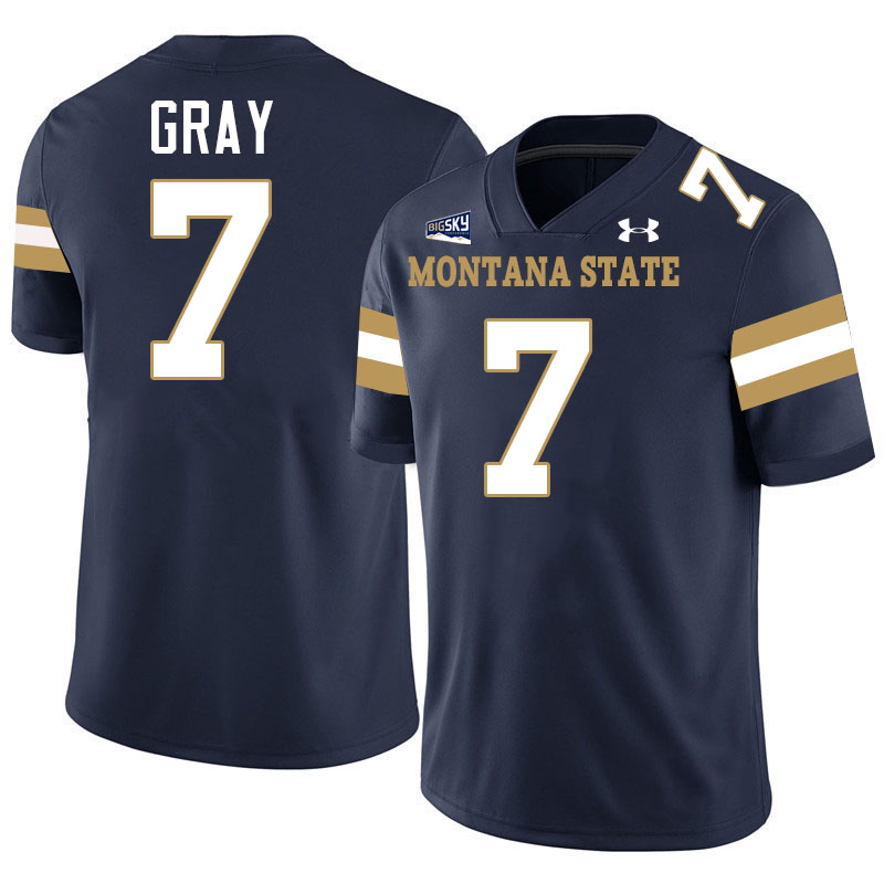 #7 Tayden Gray Montana State Bobcats Jerseys Football Uniforms Stitched-Navy